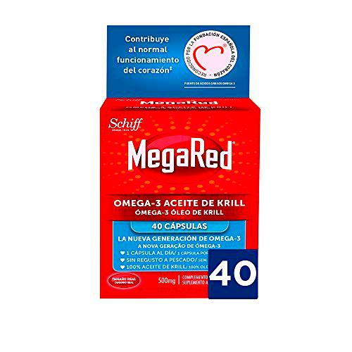 Megared Omega 3 - Aceite de Krill Complemento Alimenticio sin Regusto a Pescado 40 cápsulas