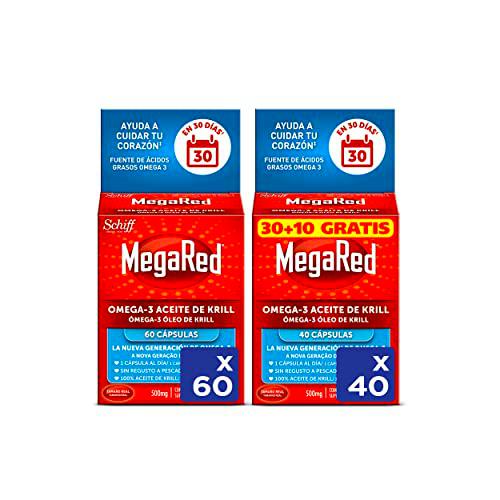 Megared Omega 3 - Aceite de Krill Complemento Alimenticio sin Regusto a Pescado 60 cápsulas + Megared Omega 3