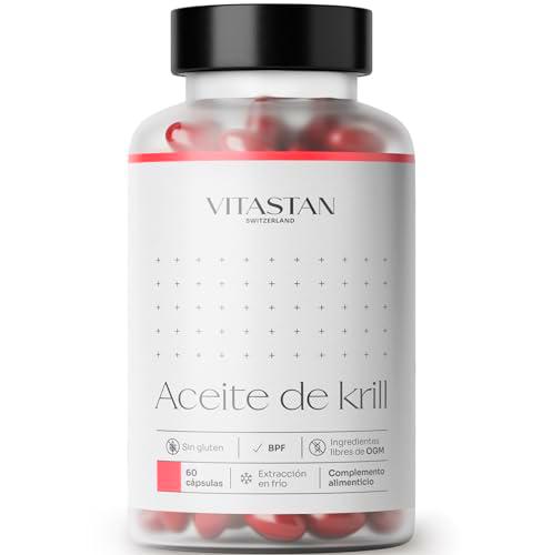 Aceite de Krill Antártico VITASTAN 60-60 Cápsulas de Aceite de Krill con Alto Contenido de Omega 3 de Alta Absorción